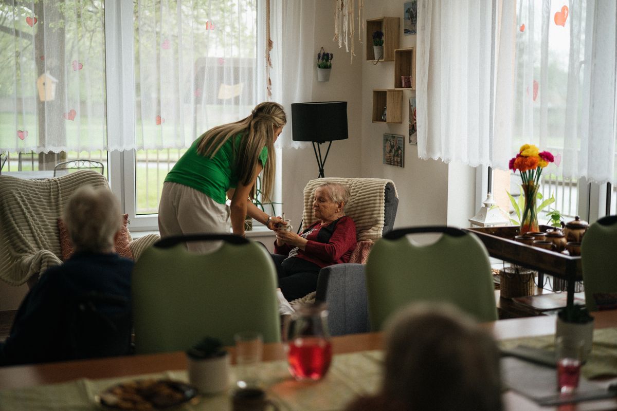 Compassionate caregiver with client