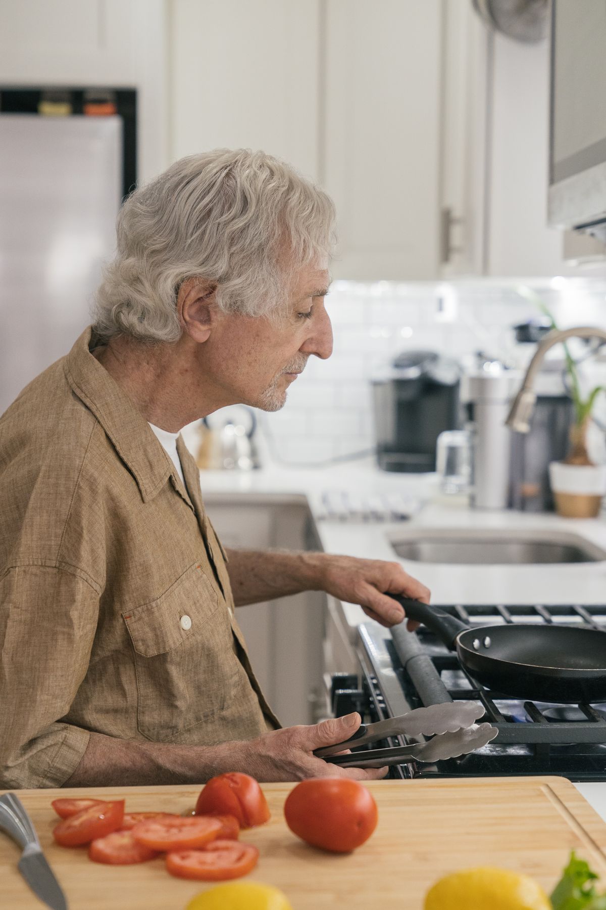 Preparing a meal for a client